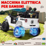 Macchina Elettrica per Bambini Jeep Fuoristrada con Telecomando e 2 Velocità, 1x65x72 cm, Bianco - immagine 4