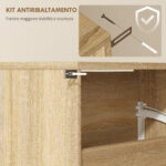 Scarpiera a Specchio a 4 Ante Antiribaltamento in Legno, 63x17x146 cm, color Legno - immagine 6