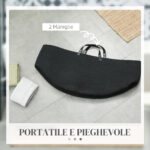 Cesto Portabiancheria da 88L Portatile e Pieghevole con Manici in Cotone Naturale, Ø56x35,5 cm, Nero - immagine 6