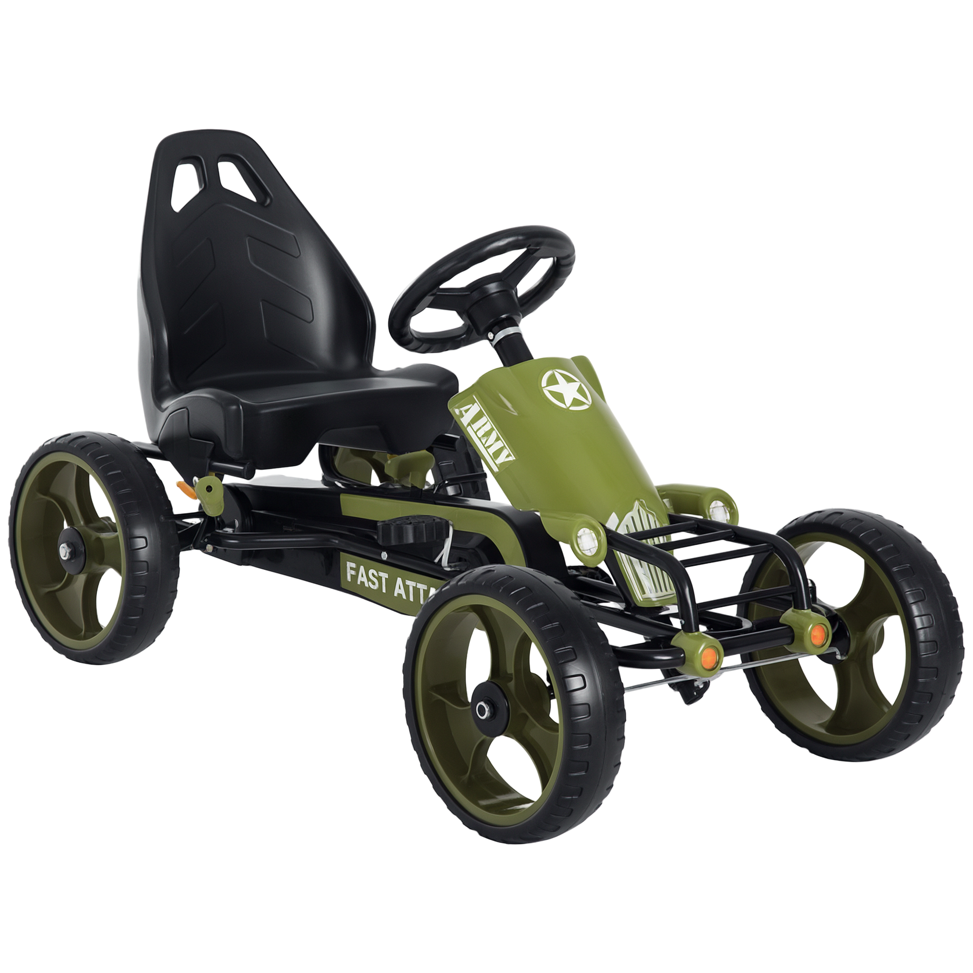 fb616b197451f808e.png Go Kart a Pedali per Bambini da 3-6 Anni con Sedile Regolabile e Freno a Mano, Verde - immagine 1