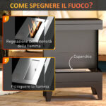 Camino a Bioetanolo Autoportante con Bruciatore da 0,9L e Durata 3,3 Ore, 38x22x54 cm, Nero - immagine 5