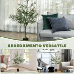 Pianta Artificiale di Olivo Alta 120 cm, Albero Finto con 450 Foglie e 20 Olive, Vaso Incluso - immagine 8