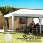 Gazebo da Giardino Pop-up 6x3 m Pieghevole, Tendone per Feste con Sacca di Trasporto, Bianco - immagine 6