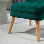 Poltrona per Salotto in Velluto con Seduta Imbottita e Trapuntata a Bottoni, 60x66x79 cm, Verde - immagine 8