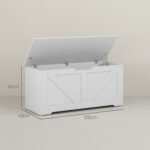 Cassapanca in Legno con Cerniere di Sicurezza, Panca Contenitore Capacità 127L, 1x40x45cm, Bianco - immagine 3