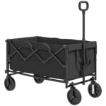 Carrello da Giardino 160L Pieghevole con Manico Regolabile, Capacità 1 kg, 95x55x102 cm, Nero