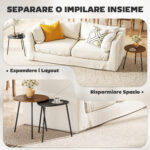 Set 2 Tavolini da Salotto Impilabili con Telaio in Metallo per Soggiorno e Ufficio, Noce e Nero - immagine 4