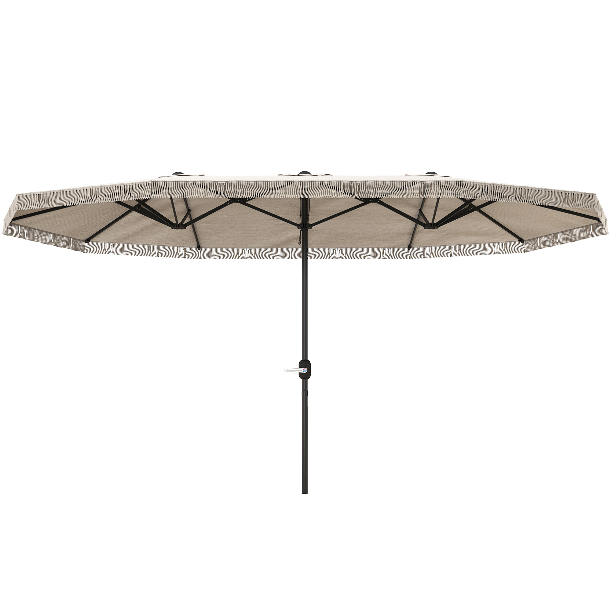 gXG6a01994d402710.jpg Ombrellone Doppio a 12 Stecche con Manovella, in Poliestere e Acciaio, 450x265x260 cm, Bianco Crema - immagine 1