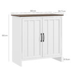 Credenza Cucina Moderna a 2 Ante con Ripiano Regolabile in Legno, 80x39,7x80cm, Bianco - immagine 3