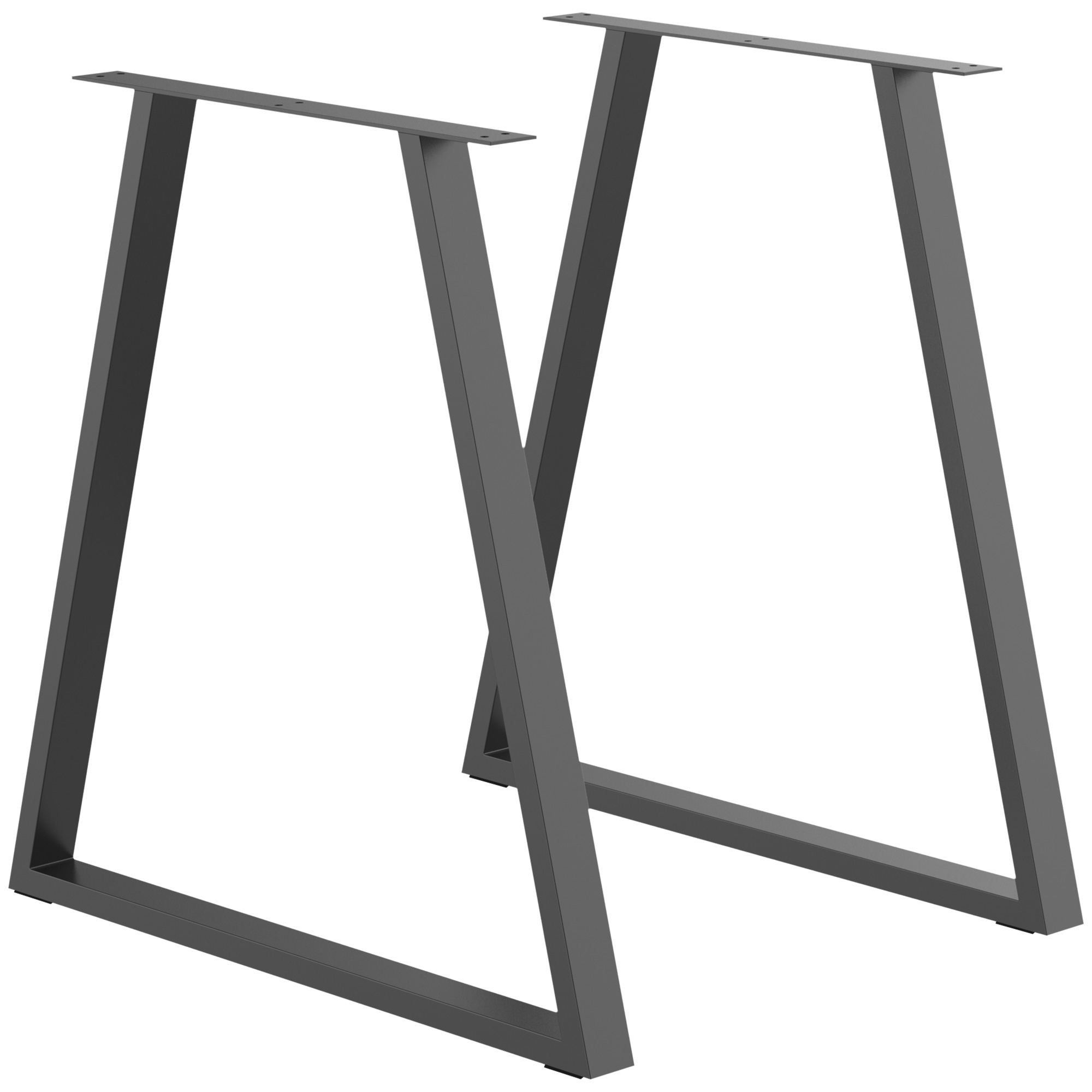 gaif181963223397e.jpg Set 2 Gambe per Tavolo Trapezoidali in Acciaio con 6 Fori e 12 Viti, 70x5x72 cm, Nero - immagine 1