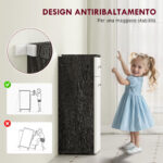 Mobile Bagno con Cassetto e Armadietto in Legno, 35x30x77,5cm, Bianco e Nero - immagine 6
