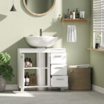 Mobile Sottolavabo Bagno con Armadietto, Ripiani e Cassetti, Bianco - immagine 9