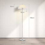 Lampada a Piantana Moderna con Paralume a Doppio Strato, in Metallo e Acrilico, Ø35x150 cm, Bianca - immagine 3