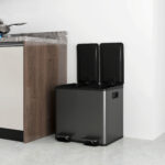 Bidone Immondizia a 2 Sezioni da 15L con Chiusura Silenziosa, in Acciaio Inox e PP, 41,7x36,6x43,2 cm, Nero - immagine 9