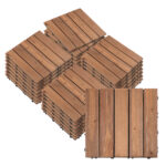 Piastrelle per Esterni Pavimento in Legno, Set 27 Pezzi Montaggio a Incastro, 30x30x2,5cm