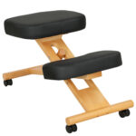 Sedia Ergonomica Posturale con Inginocchiatoio, Altezza Regolabile e Rotelle in Legno, Nero