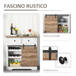Mobile da Cucina Rustico con 2 Cassetti, Ripiani Aperti e Portabottiglie, in Legno e Metallo, 80x39x86 cm - immagine 5
