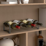 Portabottiglie a 4 Livelli a Onda Impilabili per 16 Bottiglie, in Metallo, 42,5x16,5x41 cm, Nero - immagine 8