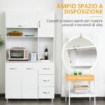 Credenza da Cucina Moderna con Cassetti, Armadietti e Ripiani Aperti, 1x39,5x183,5cm, Bianco - immagine 4