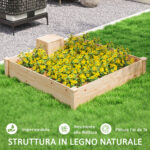 Fioriera da Esterno in Legno di Abete con Compostiera e Fondo Aperto, 123x123x25,5 cm, color Legno - immagine 7