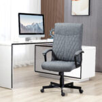 Sedia da Ufficio Girevole con Funzione Dondolo e Altezza Regolabile, 65x72x102-112,5cm, Grigio - immagine 2