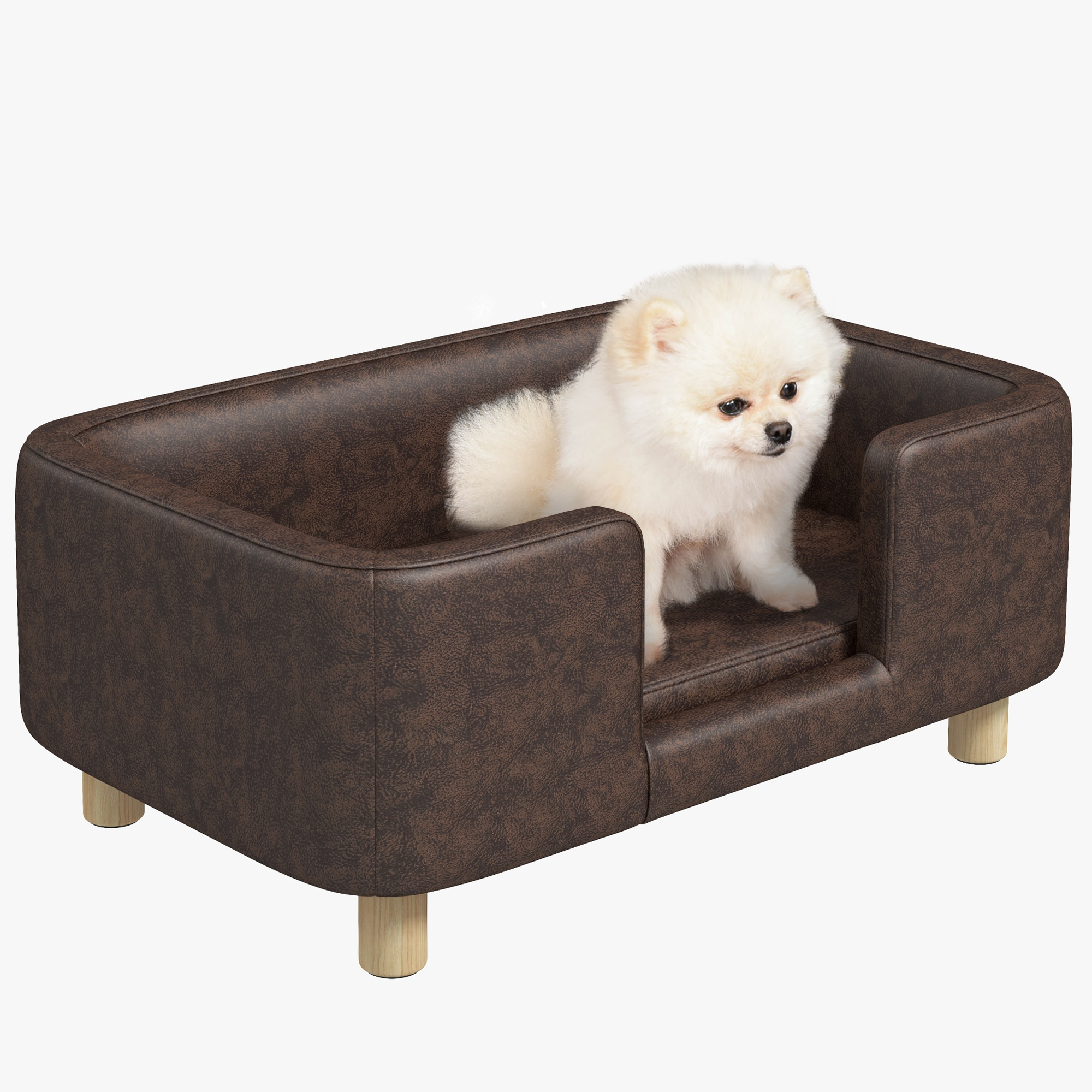hYYe98194969d8694.jpg Divanetto per Animali, Cuscino Imbottito in Gommapiuma Rimovibile, Cane di Taglia Media Piccola, Marrone Scuro 74x48,5x31cm - immagine 1
