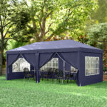 Gazebo 6x3 m Pieghevole da Giardino, in Acciaio e Poliestere con 6 Pannelli Laterali, Blu - immagine 9