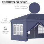 Gazebo 6x3 m Pieghevole da Giardino, in Acciaio e Poliestere con 6 Pannelli Laterali, Blu - immagine 6