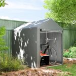 Capanno Attrezzi Tenda Garage con Copertura Anti UV e Telaio in Metallo, 120x179x165cm, Grigio Chiaro - immagine 2