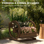 Fioriera da Esterno a 3 Livelli con Ruote Decorative in Legno di Abete Carbonizzato, 62x61x57 cm - immagine 4