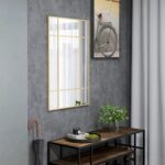 Specchio da Parete Stile Finestra con Montaggio Verticale e Orizzontale, 90x60 cm, Oro - immagine 8