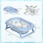Vaschetta Bagnetto Pieghevole Bambini 0-6 Anni con Cuscino e 2 Ripiani, 83x48x23,5 cm, Blu e Bianco - immagine 3