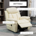 Poltrona Relax Alzapersona Elettrica con Imbottitura Spessa e Telecomando, 96x93x105cm, Crema - immagine 6