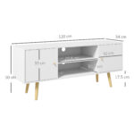 Mobile TV 55" max con 2 Armadietti e 2 Ripiani Aperti, in Legno e Truciolato, 120x34x50 cm, Bianco - immagine 3