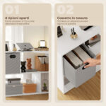Scrivania Angolare Moderna con Scaffale e Cassetto in Tessuto, 110x1x75 cm, Bianco - immagine 5