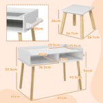 Set Tavolino per Bambini con Sgabello, Banchetto con Piano Reversibile e Rotolo di Carta, Bianco - immagine 3