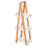 Scaffale Bagno 3 Ripiani in MDF e Bambù, 30x18x81cm, Colore Legno e Grigio
