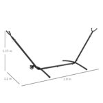Supporto per Amaca da 330 cm max con 6 Fori e Rotelle, in Metallo, 290x120x115 cm, Nero - immagine 3
