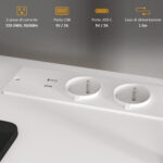 Scrivania Ufficio con 2 Tavoli, 4 Ripiani, 3 Cassetti e Supporto per Monitor, in Legno, 138,5x90x92 cm, Bianco - immagine 4
