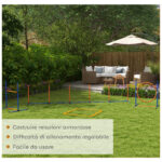 Set Agility Dog con Anello e Barra per Salto, Paletti Slalom, Fischietto, Palline e Borsa, Arancione - immagine 6