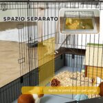 Gabbia per Animali Piccoli 2 in 1, Coperchio Rimovibile e Sezioni Separate, 121x61x61 cm, Nero - immagine 5