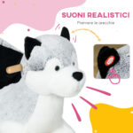 Cavallo a Dondolo a Forma di Cane Husky per Bambini da 18-36 Mesi, 60x33x50cm, Grigio - immagine 4