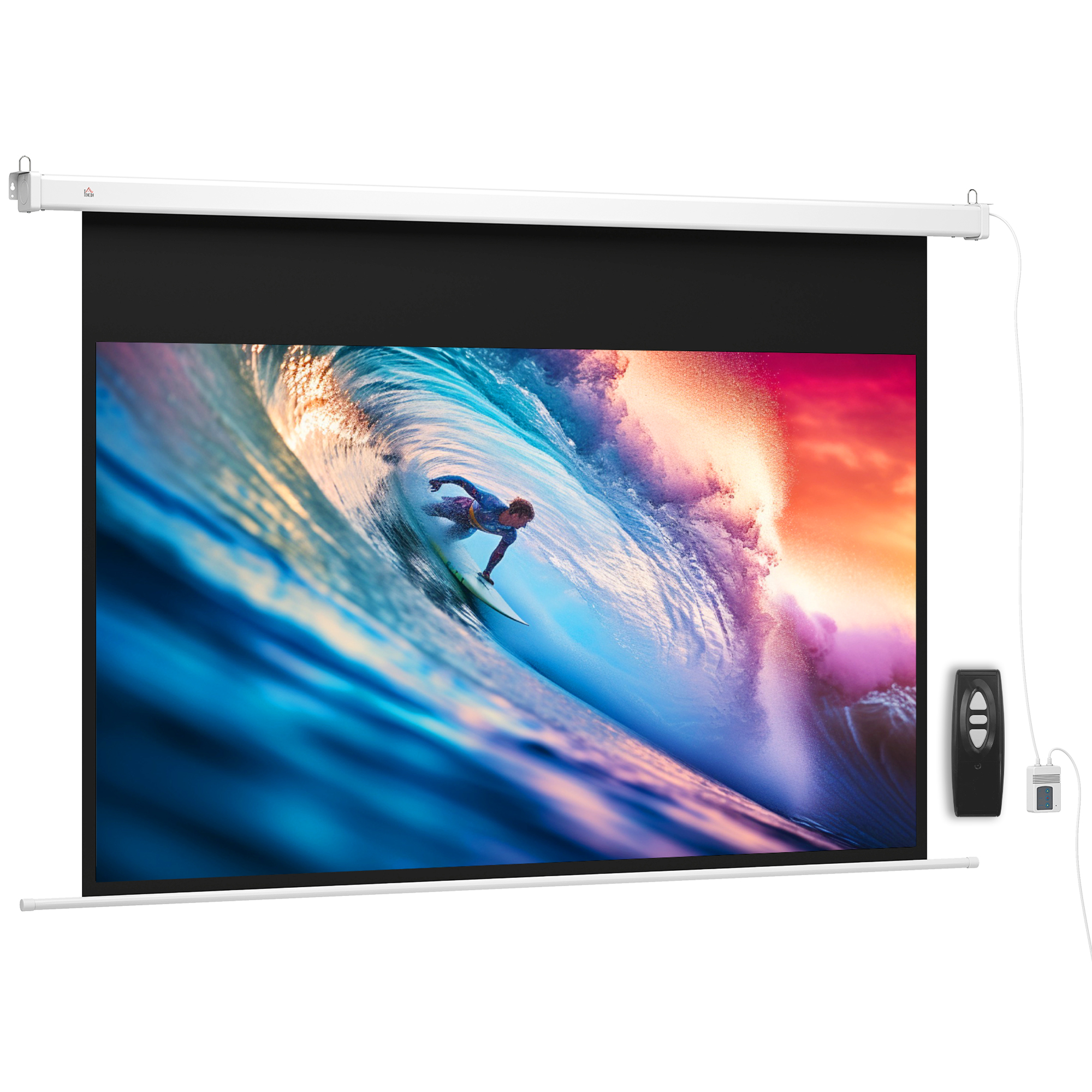 ioNf7a19b44df5f21.jpg Telo per Proiettore 120 Pollici con Telecomando, in PVC e Metallo, 293x8x193 cm, Bianco - immagine 1