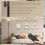Lampada da Terra con 2 Punti Luce Regolabile a 4 Livelli, Temperatura 27K-65K e Telecomando, Nero - immagine 6