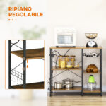 Mobile da Cucina a 3 ripiani in Truciolato con Presa di corrente, Porta USB e Cestino, 90x40x83cm - immagine 5