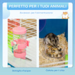 Gabbia Criceti a 5 Livelli con Tubi, Casetta, Serbatoio e Ruota, in Acciaio, PP e PS, 59x36x69 cm, Blu e Bianca - immagine 5