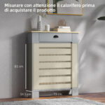 Copritermosifone in MDF a Doghe, Copricalorifero a Griglia con Cassetto, 78x19x95,5 cm, Grigio - immagine 7