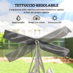 Dondolo da Giardino a 3 Posti in Metallo con Tetto Parasole Rimovibile, 171x108x154 cm, Grigio scuro - immagine 4