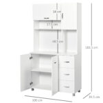 Credenza da Cucina Moderna con Cassetti, Armadietti e Ripiani Aperti, 1x39,5x183,5cm, Bianco - immagine 3
