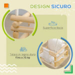 Altalena per Bambini 9-36 Mesi in Legno e Cotone con Corda Regolabile e Cuscino, 30x30x110-180 cm - immagine 6